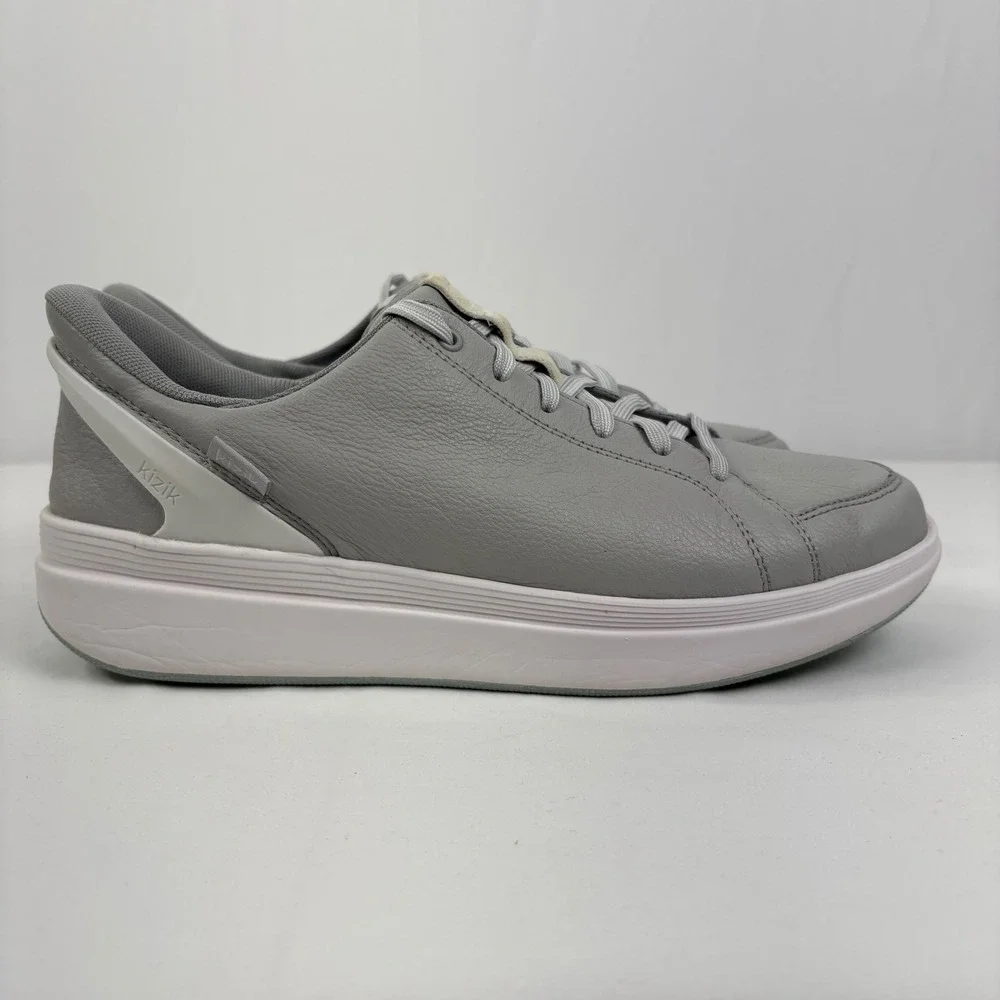Kizik Sydney Womens Leather Hands Free Slip On Sneakers Harbor Mist Grey Size 10